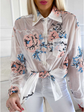 Vyšívaná blúzka so  zdobenými gombíkmi M 210
