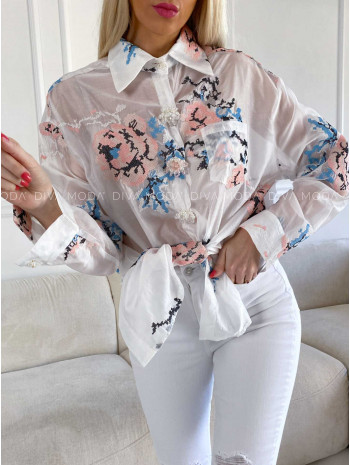 Vyšívaná blúzka so  zdobenými gombíkmi M 210