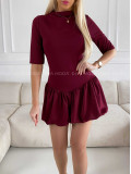 Šaty so skort balónovou sukňou vínové M 223 Šaty so skort balónovou sukňou vínové M 223