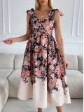 Midi kvetované elegantné šaty Flora M 251