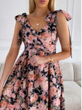 Midi kvetované elegantné šaty Flora M 251
