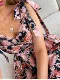 Midi kvetované elegantné šaty Flora M 251