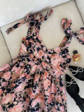 Midi kvetované elegantné šaty Flora M 251