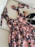 Midi kvetované elegantné šaty Flora M 251