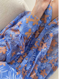 Elegantné krajkované šaty kvetované modré / orange M 238 Elegantné krajkované šaty kvetované modré / orange M 238