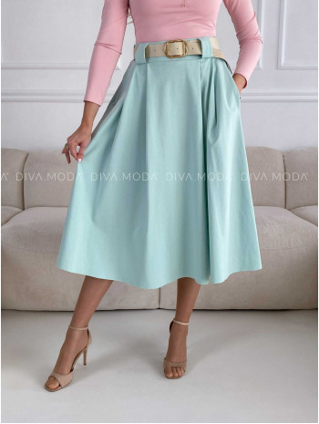 Tulipánová midi sukňa s opaskom mint M 283