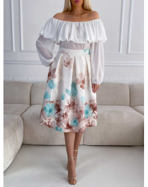Tulipánová sukňa kvetovaná Zoe mint M 260 Tulipánová sukňa kvetovaná Zoe mint M 260