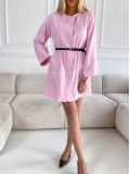 Elegantné šaty s opaskom Molly baby pink M 296