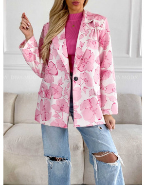 Kvetované sako s opaskom ružové M 293