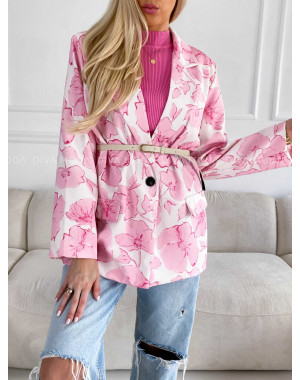 Kvetované sako s opaskom ružové M 293