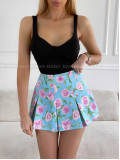Skladaná skort sukňa kvetovaná modrá M 309