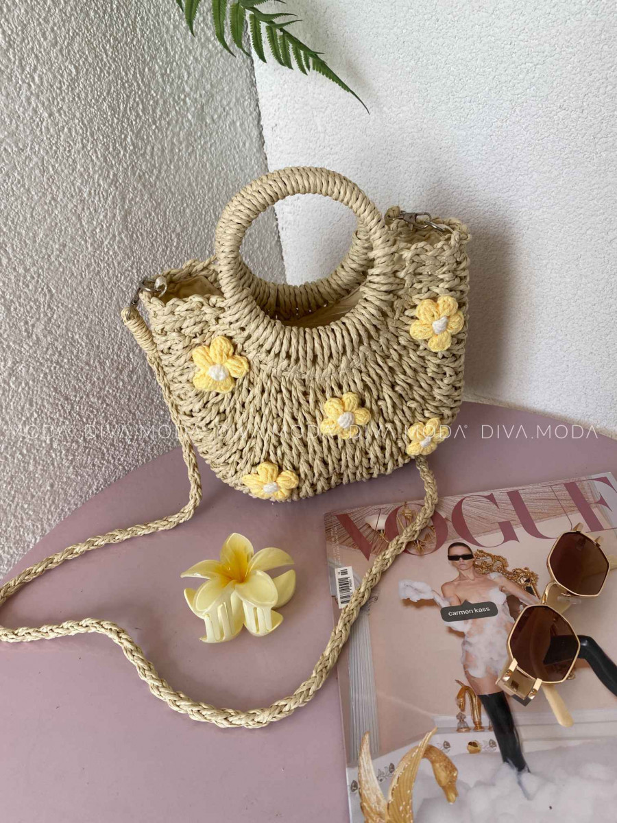 Malý letný košík flowers prírodný K 208