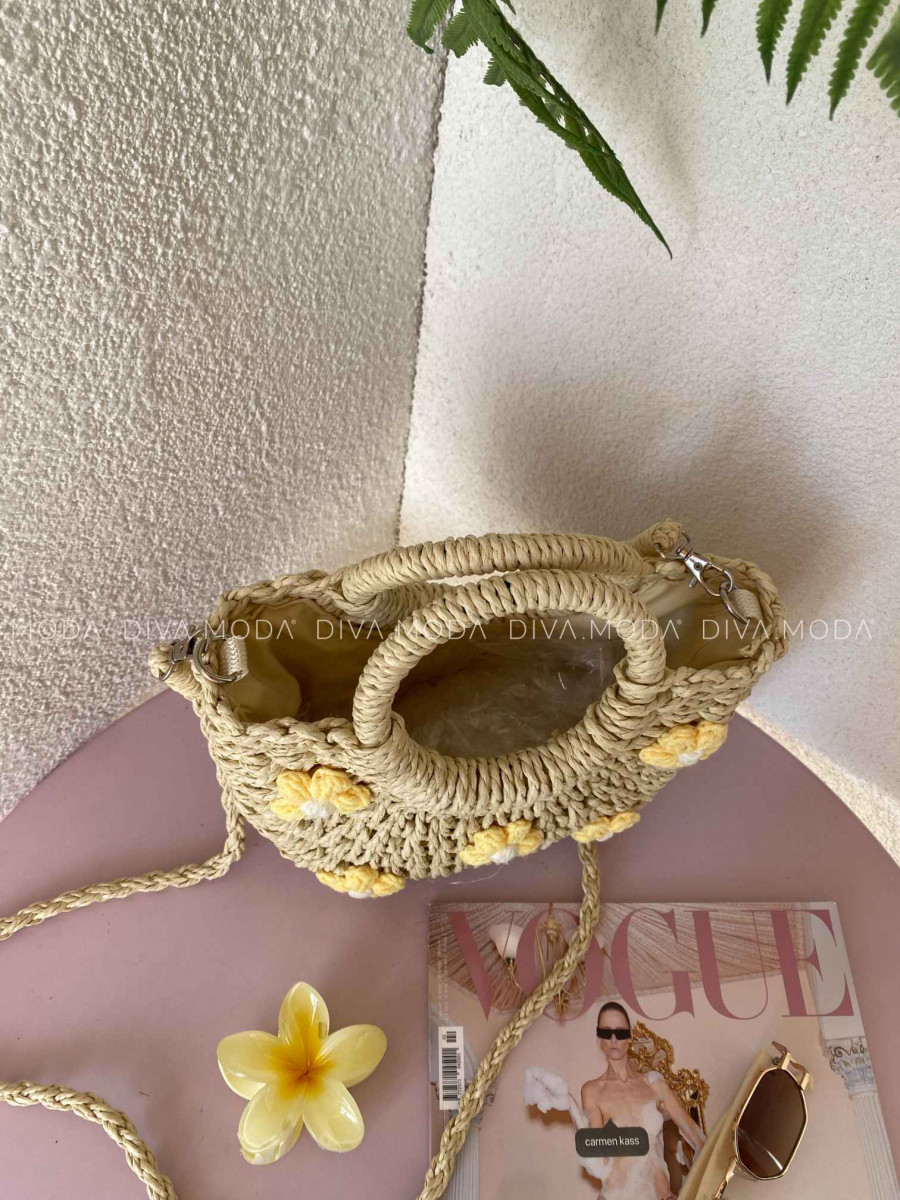 Malý letný košík flowers prírodný K 208