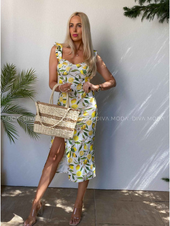 Midi šaty s volánikmi Lemon biele M 422 Midi šaty s volánikmi Lemon biele M 422
