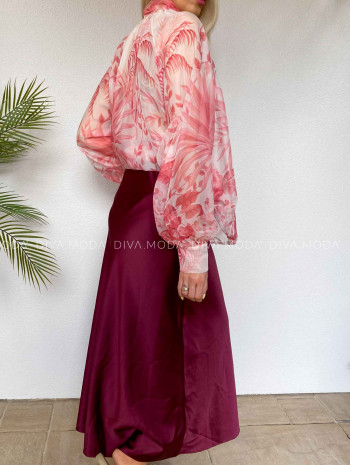 Ľahká kvetinová blúzka nature ružová M 469