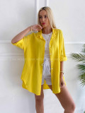 Oversize bavlnená mušelínová košeľa žltá K 345