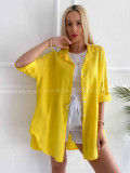 Oversize bavlnená mušelínová košeľa žltá K 345