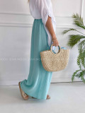 Mušelínové bavlnené nohavice wide leg mint K 336 Mušelínové bavlnené nohavice wide leg mint K 336