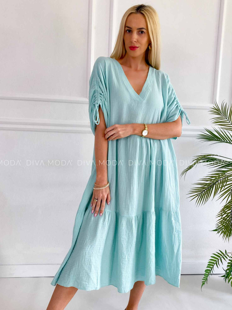 Oversize midi mušlínové šaty Tami mint K 335