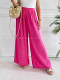 Mušelínové bavlnené nohavice wide leg fuchsia K 336