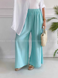 Mušelínové bavlnené nohavice wide leg mint K 336 Mušelínové bavlnené nohavice wide leg mint K 336