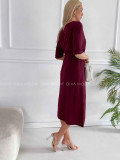 Mušelínové midi šaty s viazaním na boku burgundy K 340