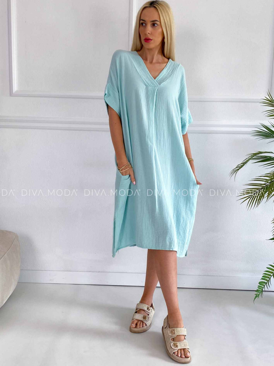 Oversize midi mušlínové šaty Pola mint K 316