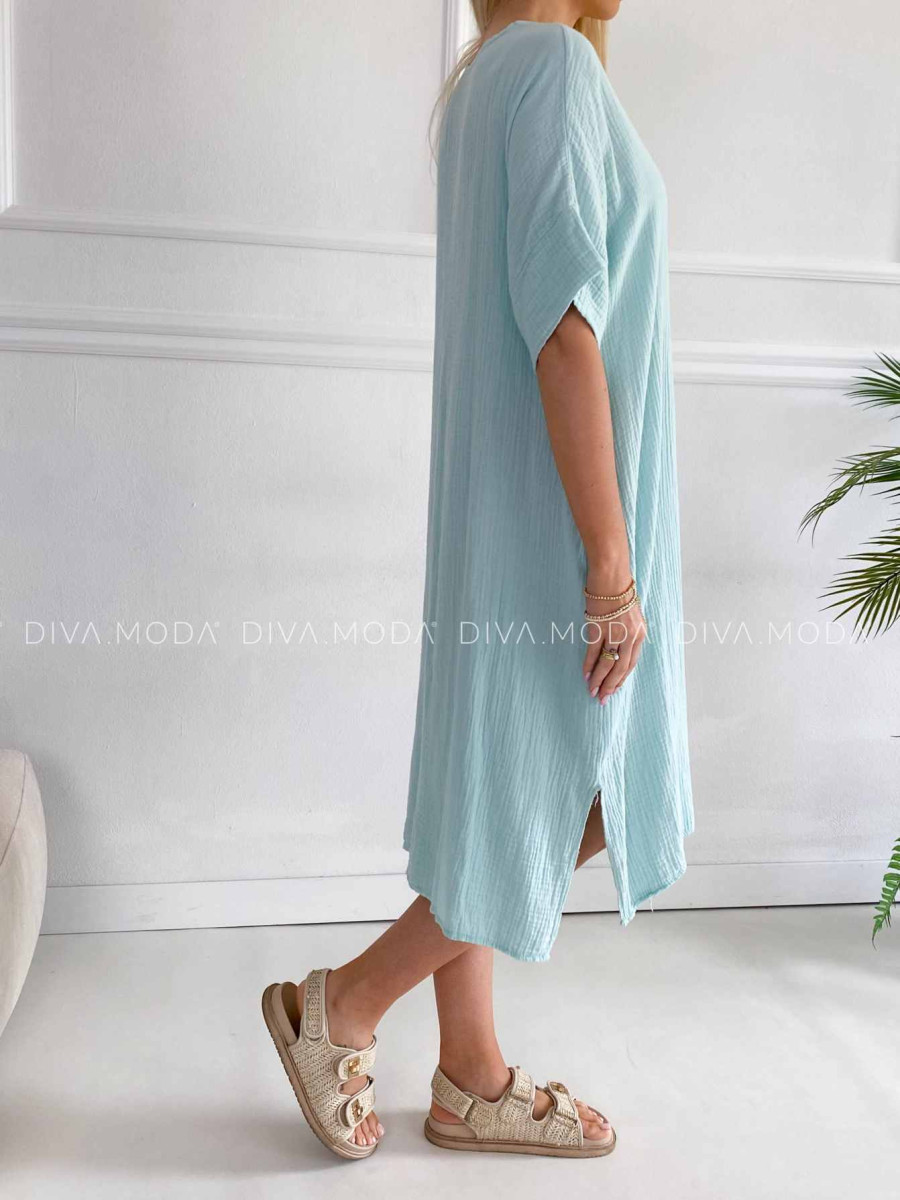 Oversize midi mušlínové šaty Pola mint K 316