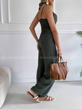 Komplet krížený top + nohavice khaki K 356