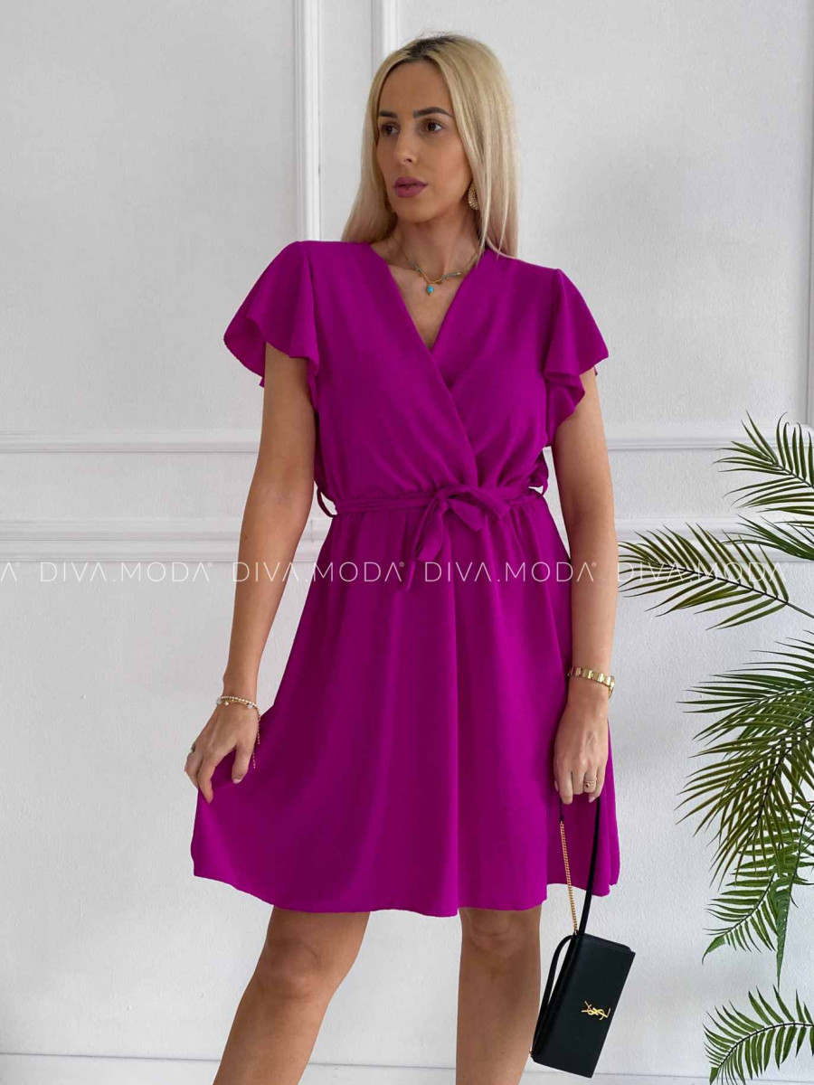 Krátke šaty s volánikmi Iwet magenta K 324