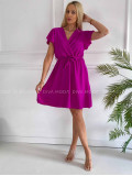 Krátke šaty s volánikmi Iwet magenta K 324