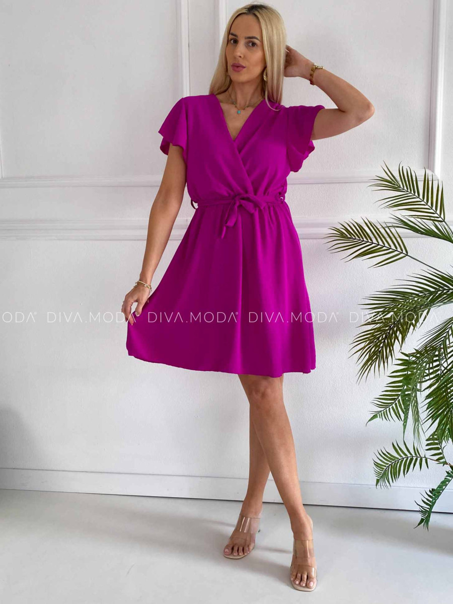 Krátke šaty s volánikmi Iwet magenta K 324