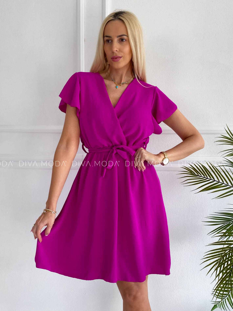 Krátke šaty s volánikmi Iwet magenta K 324