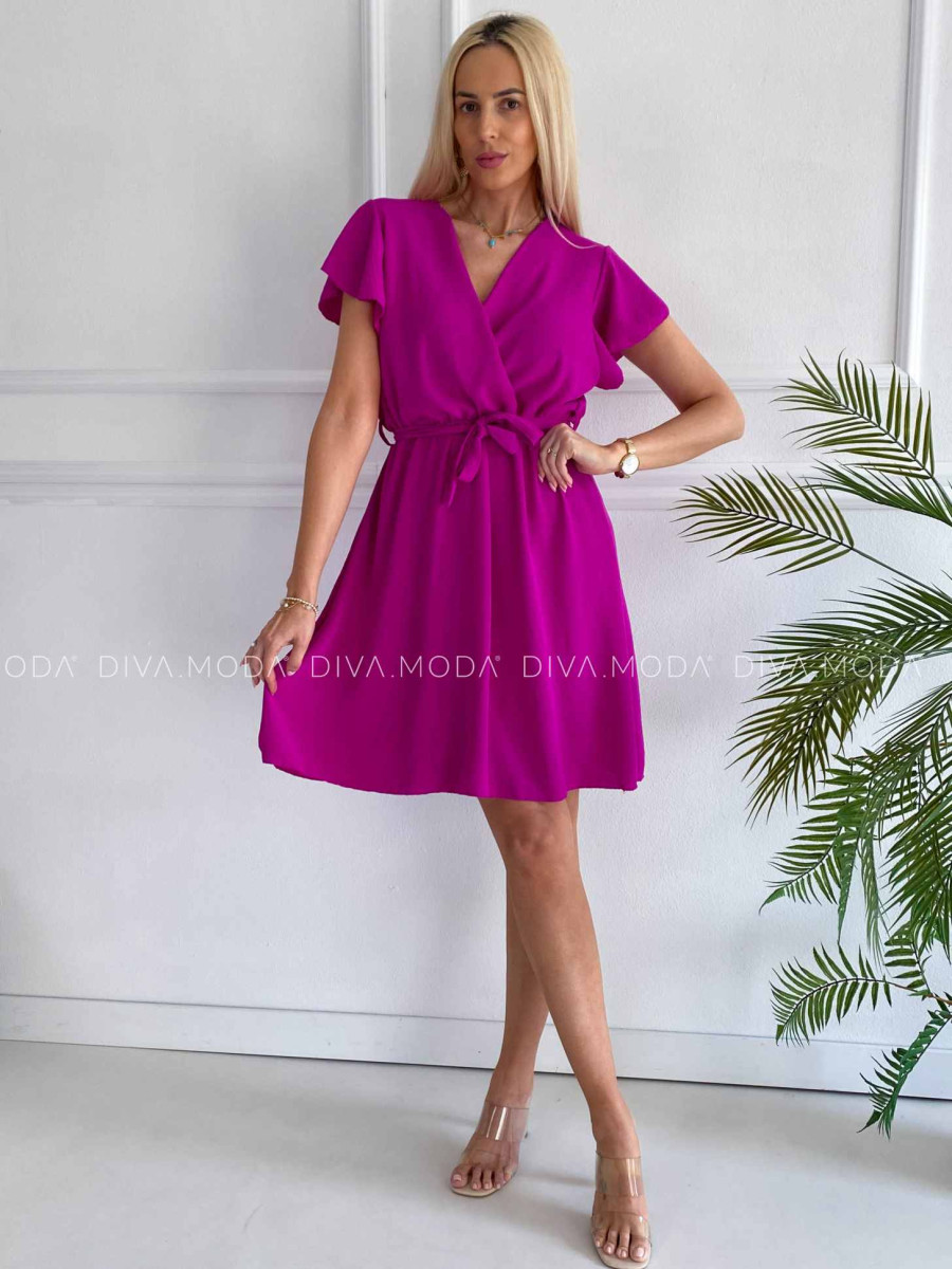 Krátke šaty s volánikmi Iwet magenta K 324