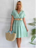 Ľahké šaty s opaskom charlott pistacio P 110