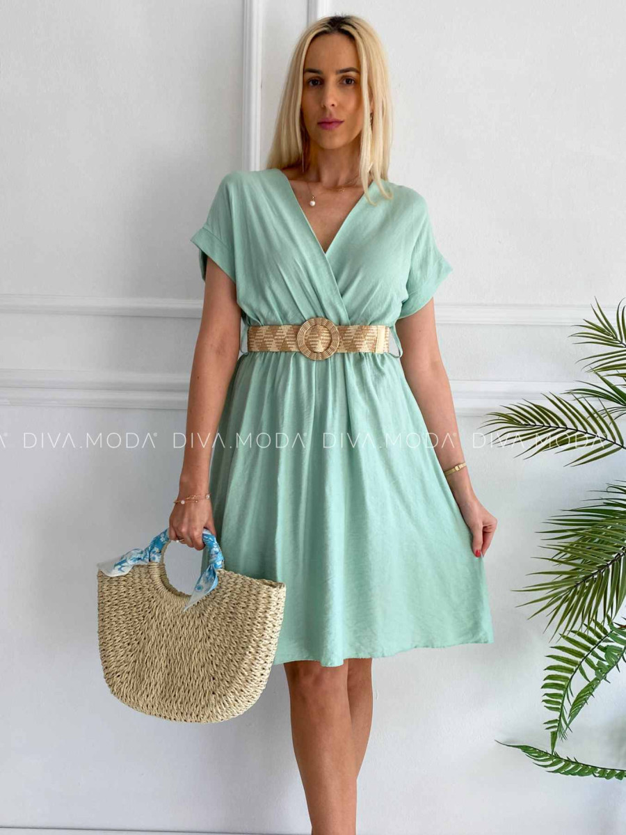 Ľahké šaty s opaskom charlott pistacio P 110