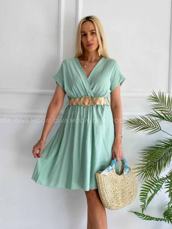 Ľahké šaty s opaskom charlott pistacio P 110
