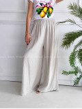 Mušelínové bavlnené nohavice wide leg béžové K 336 Mušelínové bavlnené nohavice wide leg béžové K 336