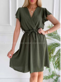 Krátke šaty s volánikmi Iwet khaki zelené K 324