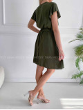 Krátke šaty s volánikmi Iwet khaki zelené K 324
