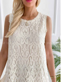Krajkované šaty bez rukávov Alis vanilkové K 368