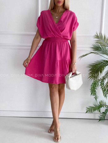 Bavlnené mušelínové šaty krátke Vivien fuchsia K 372 Bavlnené mušelínové šaty krátke Vivien fuchsia K 372