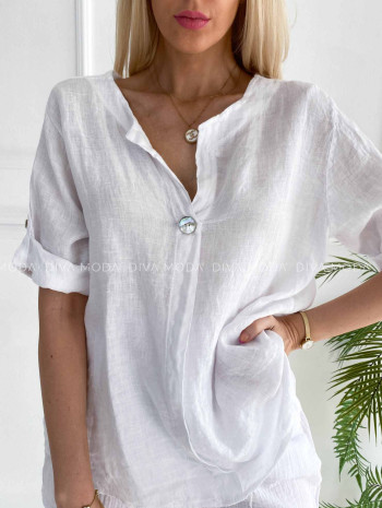 Ležérna ľanová košeľa biela K 363