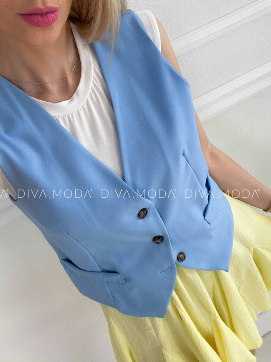 Vesta na knoflíky baby modrá M 195