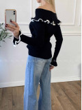 Sveter off shoulders s lemom čierny A 49 Sveter off shoulders s lemom čierny A 49