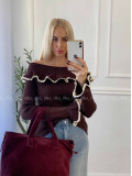 Sveter off shoulders s lemom čokoládový A 49