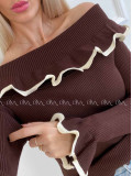 Sveter off shoulders s lemom čokoládový A 49