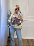 Oversize sveter Leopard vanilla A 16 Oversize sveter Leopard vanilla A 16