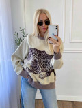 Oversize sveter Leopard vanilla A 16 Oversize sveter Leopard vanilla A 16
