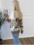 Oversize sveter Leopard vanilla A 16 Oversize sveter Leopard vanilla A 16